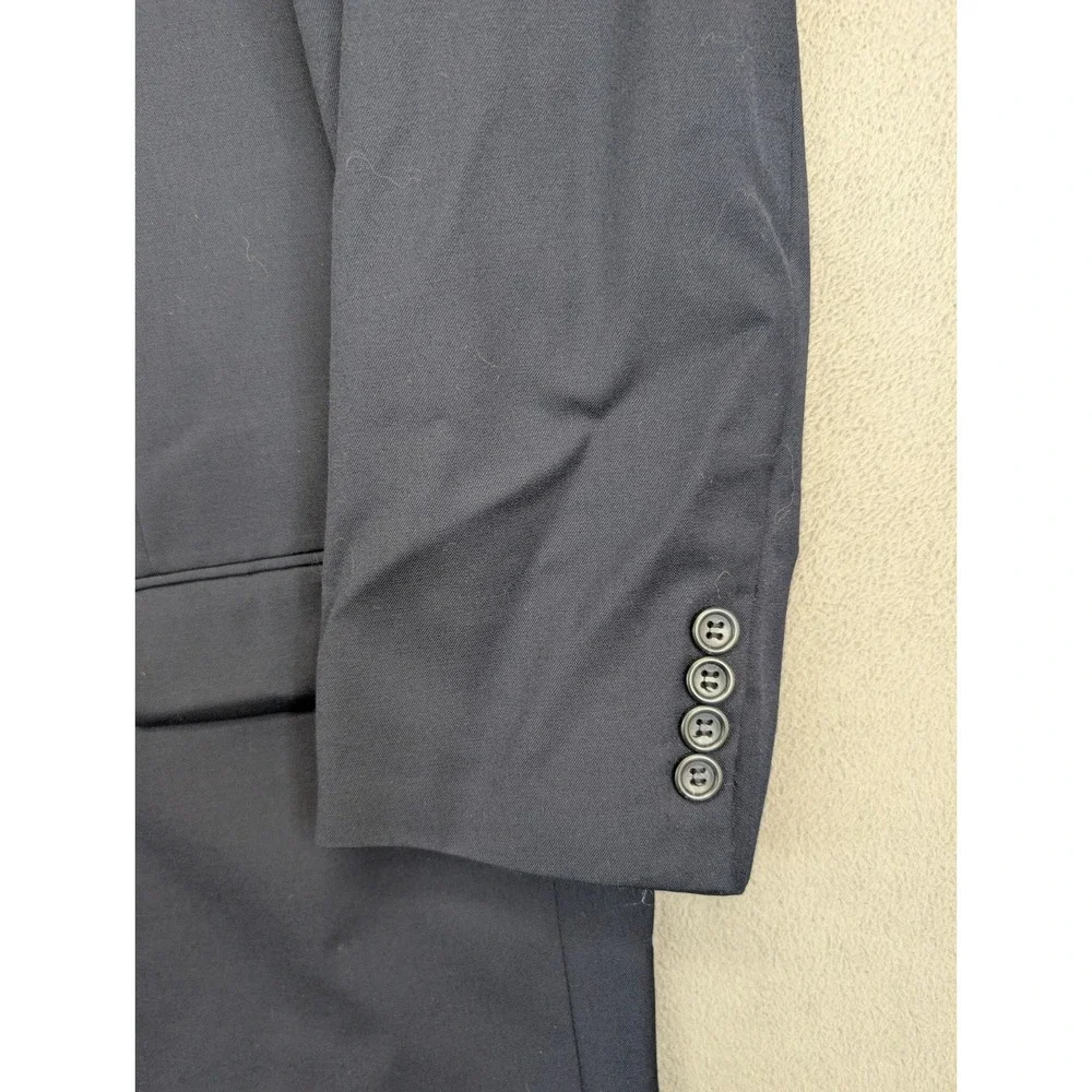 Joseph & Feiss Mens Size 52L 2 Piece Suit Navy Blue Solid Pleated Pants 48x30 - Picture 5 of 12